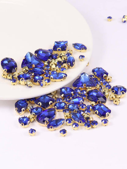 1 Pack Of Approximately 130 Gold Sew-On Rhinestones, Mixed Glass Metal Claw Shaped Sewing Gems, Silver
