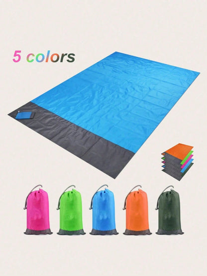1-Pack Ultimate Waterproof Beach Mat With Drawstring Pocket, Ultra-Portable, Durable, Quick-Folding, Suitable For Outdoor Camping, Home Use, Waterproof, Easy-To-Clean Polyester Material