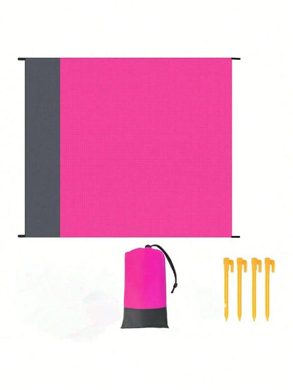 1-Pack Ultimate Waterproof Beach Mat With Drawstring Pocket, Ultra-Portable, Durable, Quick-Folding, Suitable For Outdoor Camping, Home Use, Waterproof, Easy-To-Clean Polyester Material