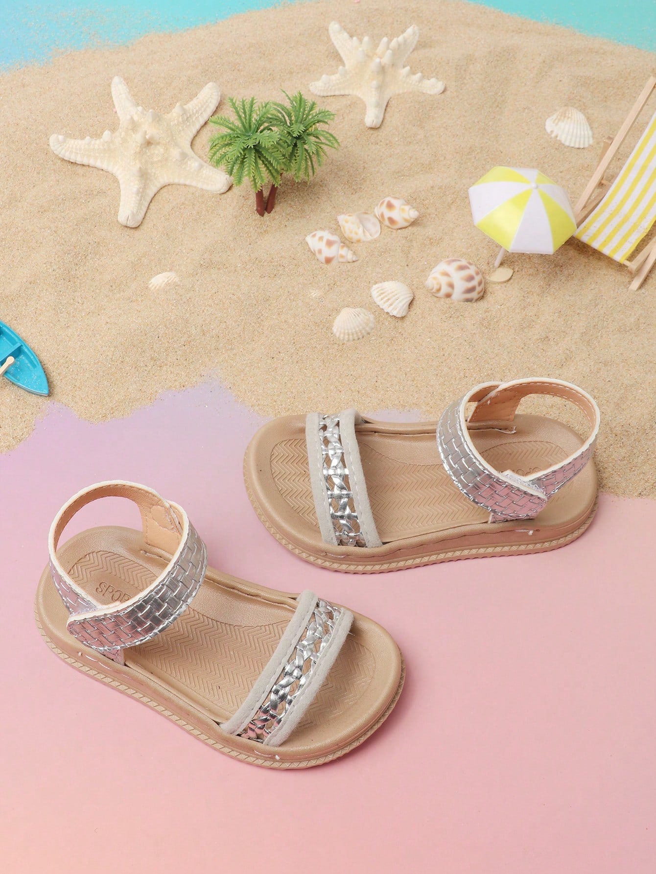 1 Pair Black Hook And Loop Closure Baby Sandals With Bow Decor, Simple And Comfortable Infant Outdoor Shoes, Summer