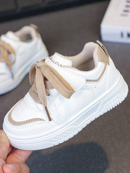 1 Pair Hook And Loop Closure Kids Shoes, Low-Top Thick Sole Boys Sports Shoes, Girls White Sneakers, Children Shoes, Baby Shoes, Fashionable And Comfortable Baby Sports Shoes