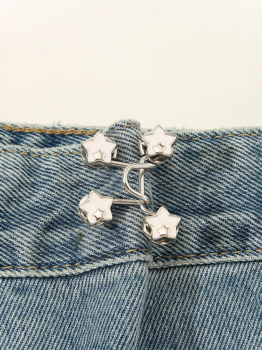 1 Pair Star Button Adjustable Waist Cinch Clip- No Sewing Required, Perfect Fit Without Altering Pants