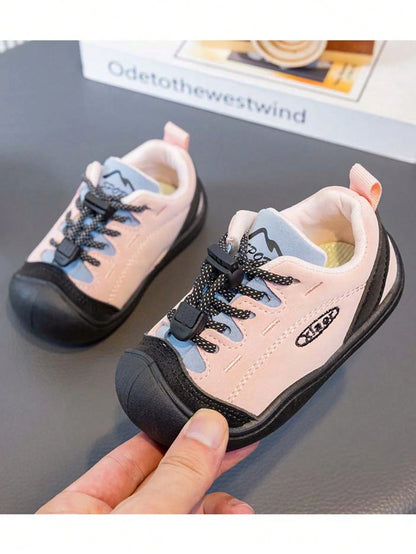 1 Pair Toddler Girls' Slip-On Drawstring Walking Shoes, Anti-Collision Toe, Soft Sole, Non-Slip Casual Sports Shoes