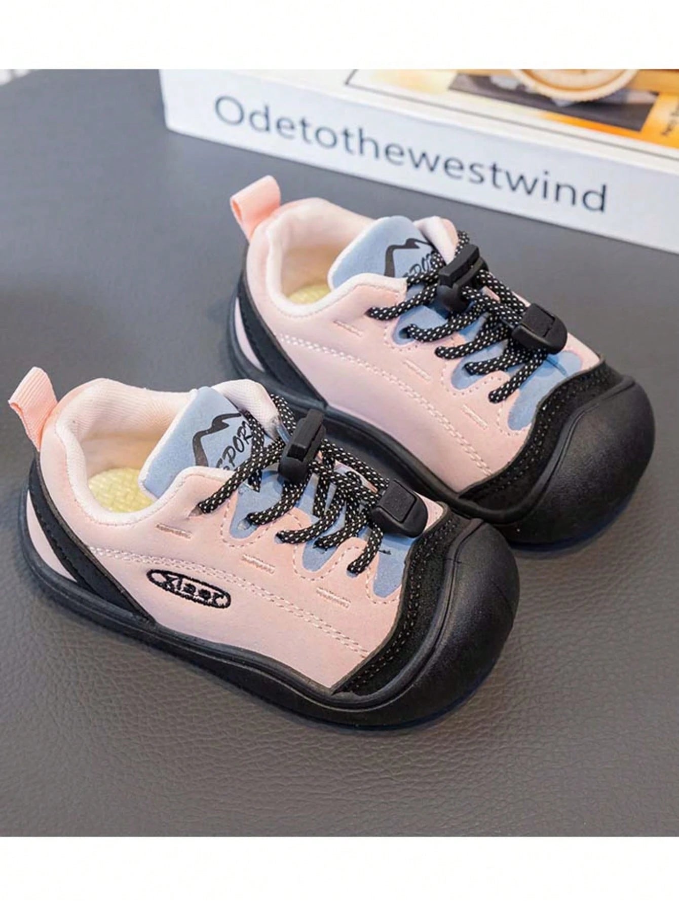 1 Pair Toddler Girls' Slip-On Drawstring Walking Shoes, Anti-Collision Toe, Soft Sole, Non-Slip Casual Sports Shoes
