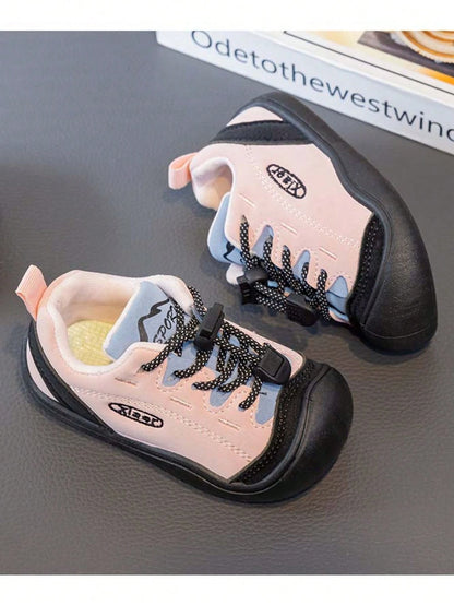 1 Pair Toddler Girls' Slip-On Drawstring Walking Shoes, Anti-Collision Toe, Soft Sole, Non-Slip Casual Sports Shoes