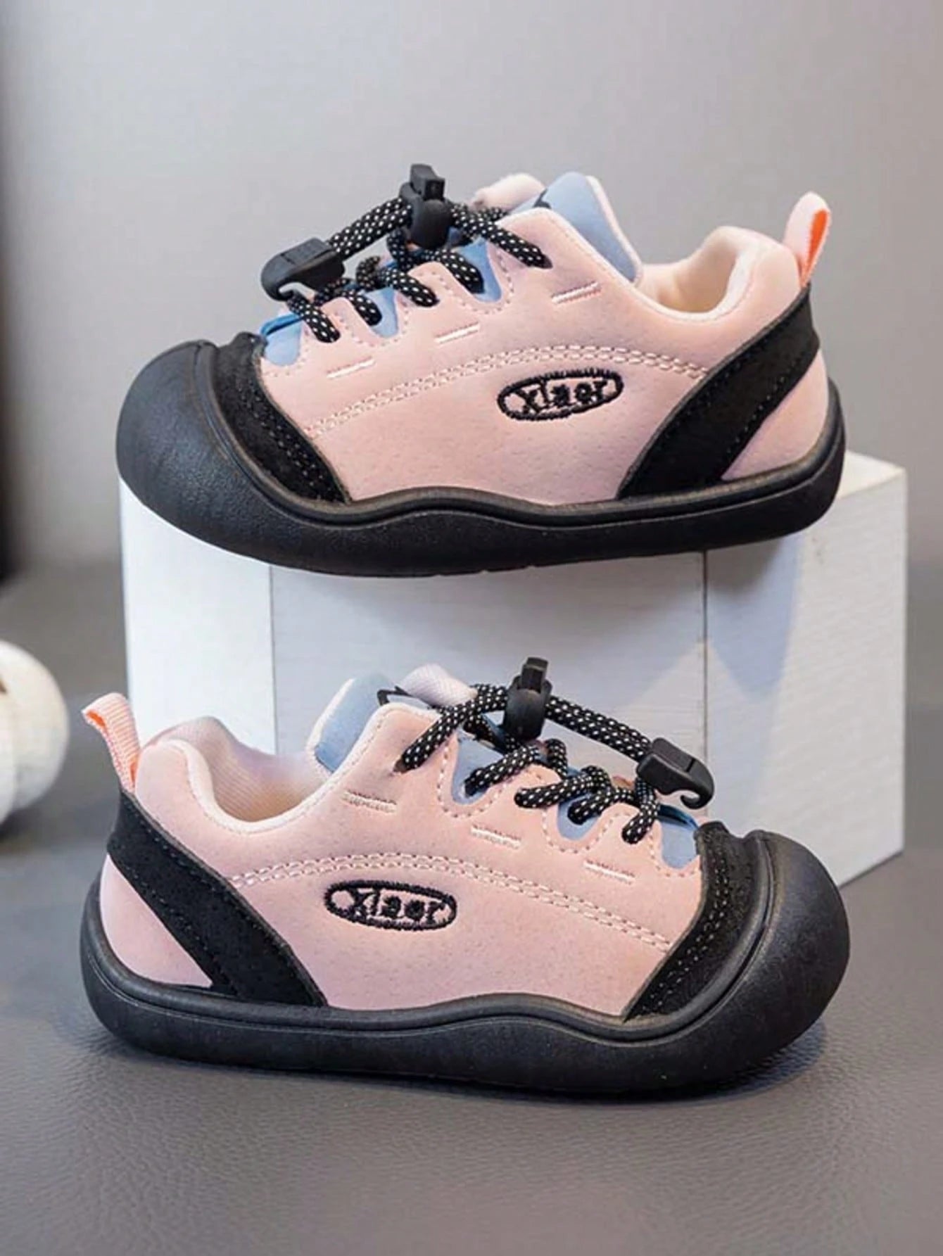 1 Pair Toddler Girls' Slip-On Drawstring Walking Shoes, Anti-Collision Toe, Soft Sole, Non-Slip Casual Sports Shoes