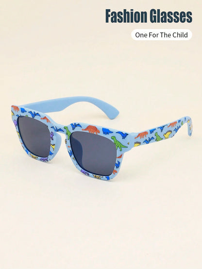 1 Pair Unisex Kids Dinosaur Framed Classic Retro Casual Fashionable Fashion Glasses, Suitable For Daily, Holiday, Party Use