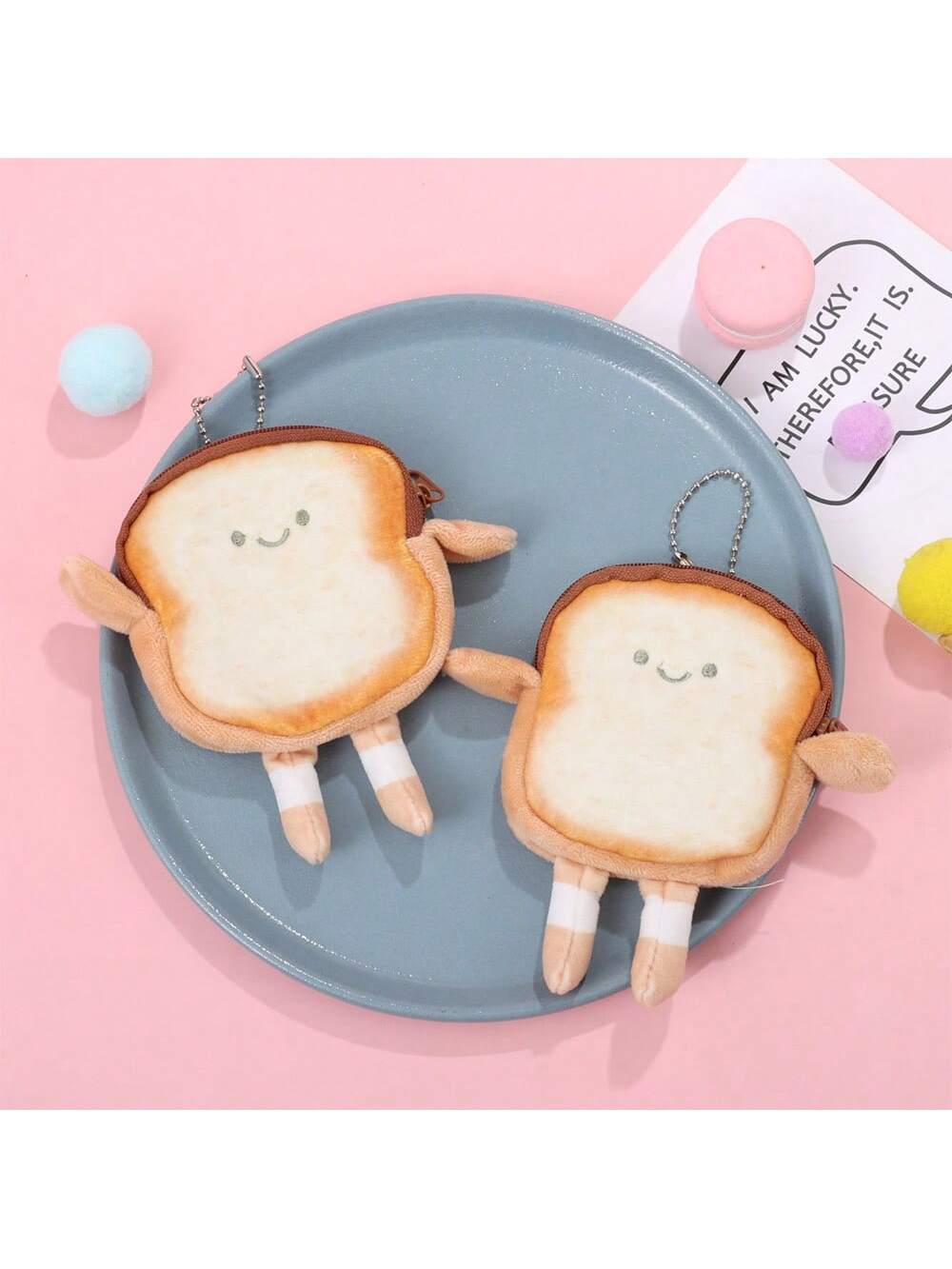 1 Pc Cartoon Toast Bread Toys Earphone Bag Key Bag Doll Bag Pendant Birthday For Women Wallet Mini Wallet Purse Wallet Coin Wallet,Cute Pouch