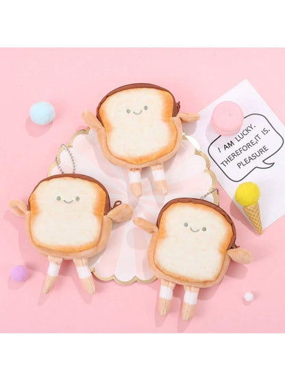 1 Pc Cartoon Toast Bread Toys Earphone Bag Key Bag Doll Bag Pendant Birthday For Women Wallet Mini Wallet Purse Wallet Coin Wallet,Cute Pouch