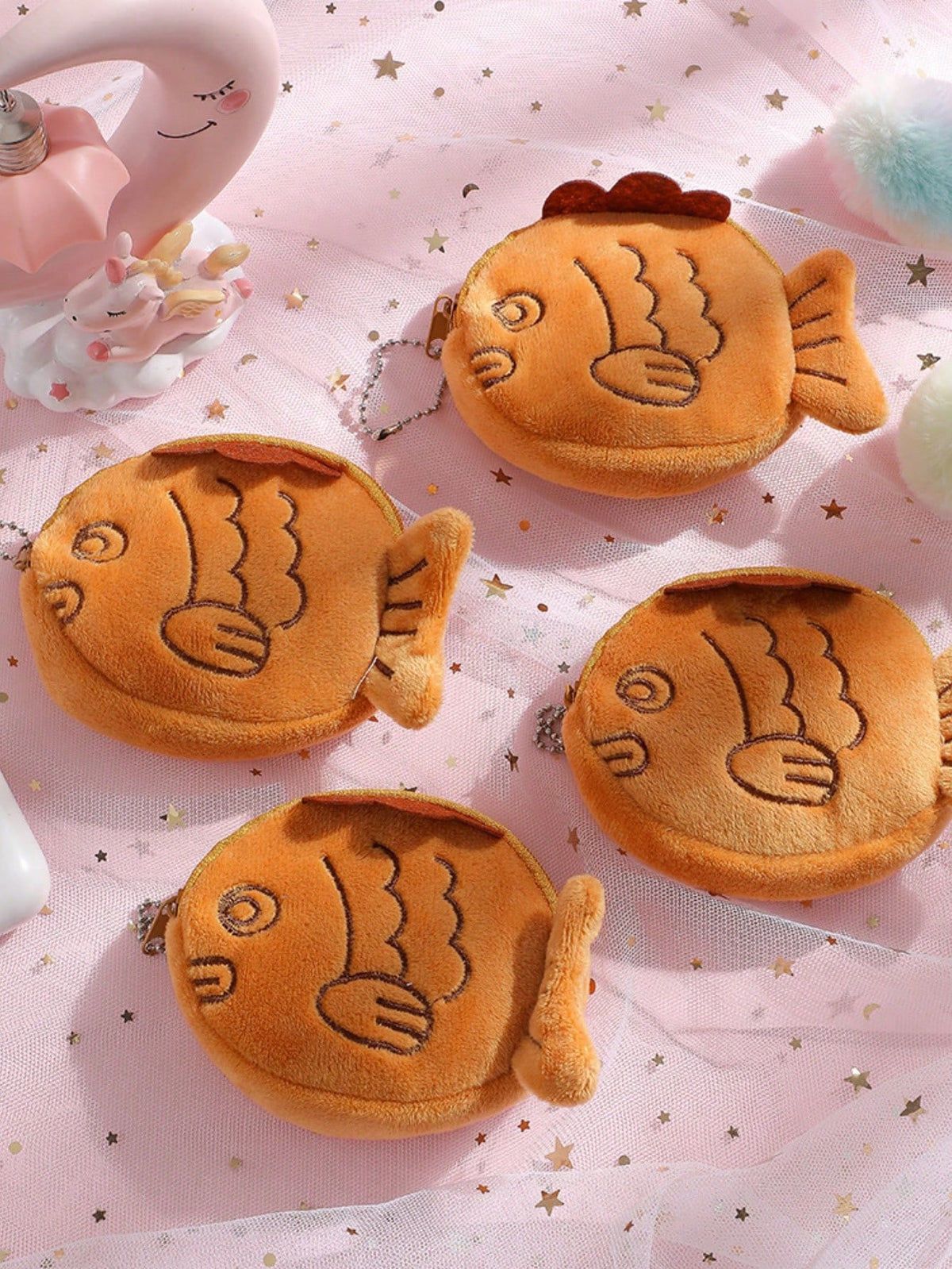 1 PC Coins Purse, Cute Fish Plush Coin Purse Keychain Change Purse Small Wallets Girls Lovely Earphone Storage Bag Coin Pouch