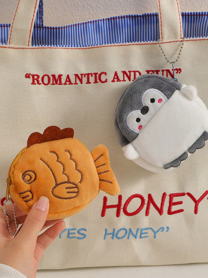 1 PC Coins Purse, Cute Fish Plush Coin Purse Keychain Change Purse Small Wallets Girls Lovely Earphone Storage Bag Coin Pouch