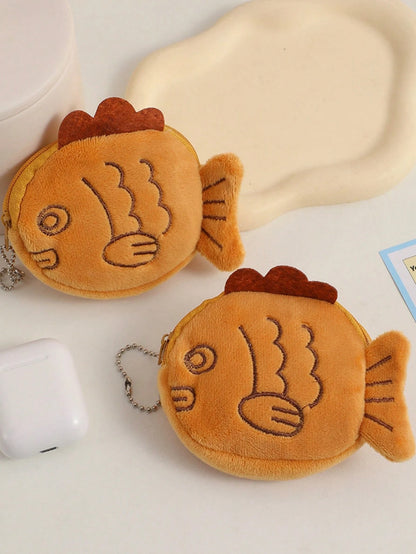 1 PC Coins Purse, Cute Fish Plush Coin Purse Keychain Change Purse Small Wallets Girls Lovely Earphone Storage Bag Coin Pouch