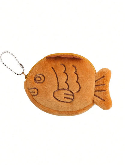 1 PC Coins Purse, Cute Fish Plush Coin Purse Keychain Change Purse Small Wallets Girls Lovely Earphone Storage Bag Coin Pouch