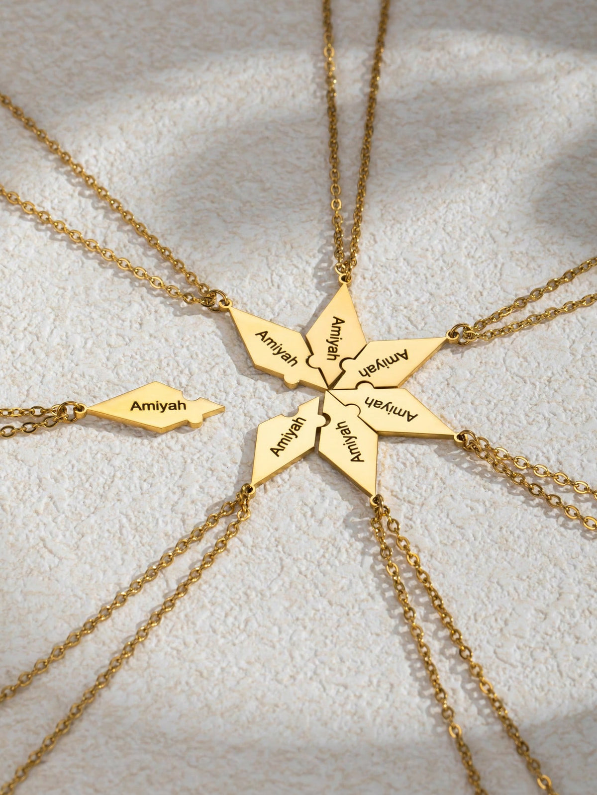 1 Pc Engraved Name Splicing Puzzle Necklace,Personalized Stainless Steel Necklace Puzzle Piece Pendant For BFF,Engraved DIY Multiple Pieces Family Custom Name Puzzle Necklace For Sister Brother,Mother