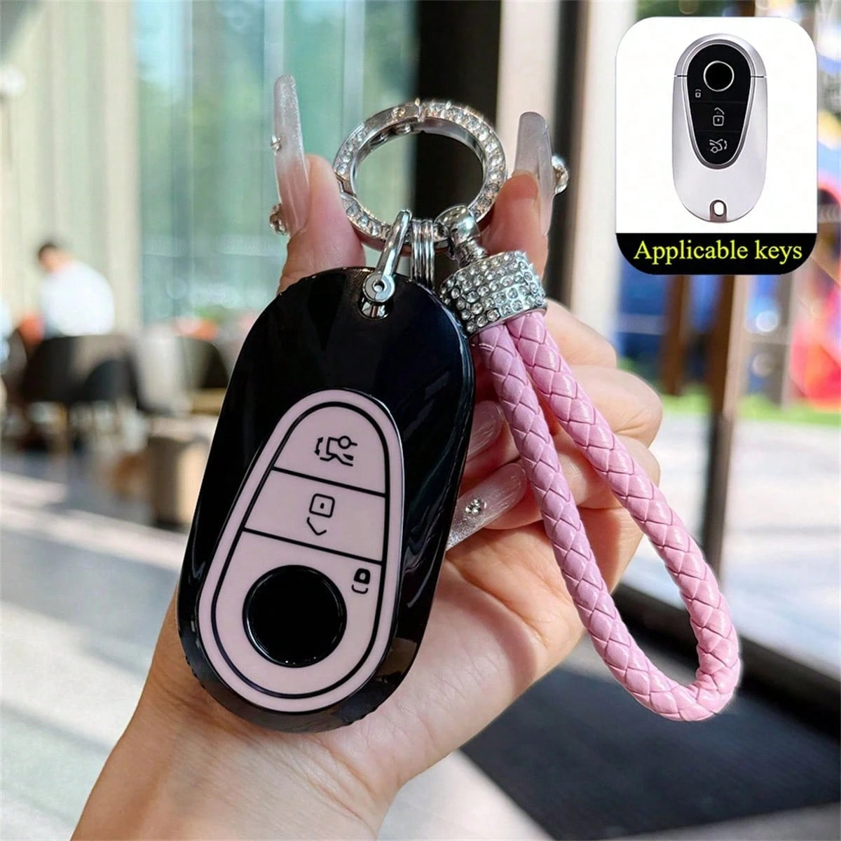 1 Pc TPU Car Key Protection Cover With Keychain, Suitable For W223 S Class S300 S400 S350 S450 S500 C200 C260 2020 2021 Models