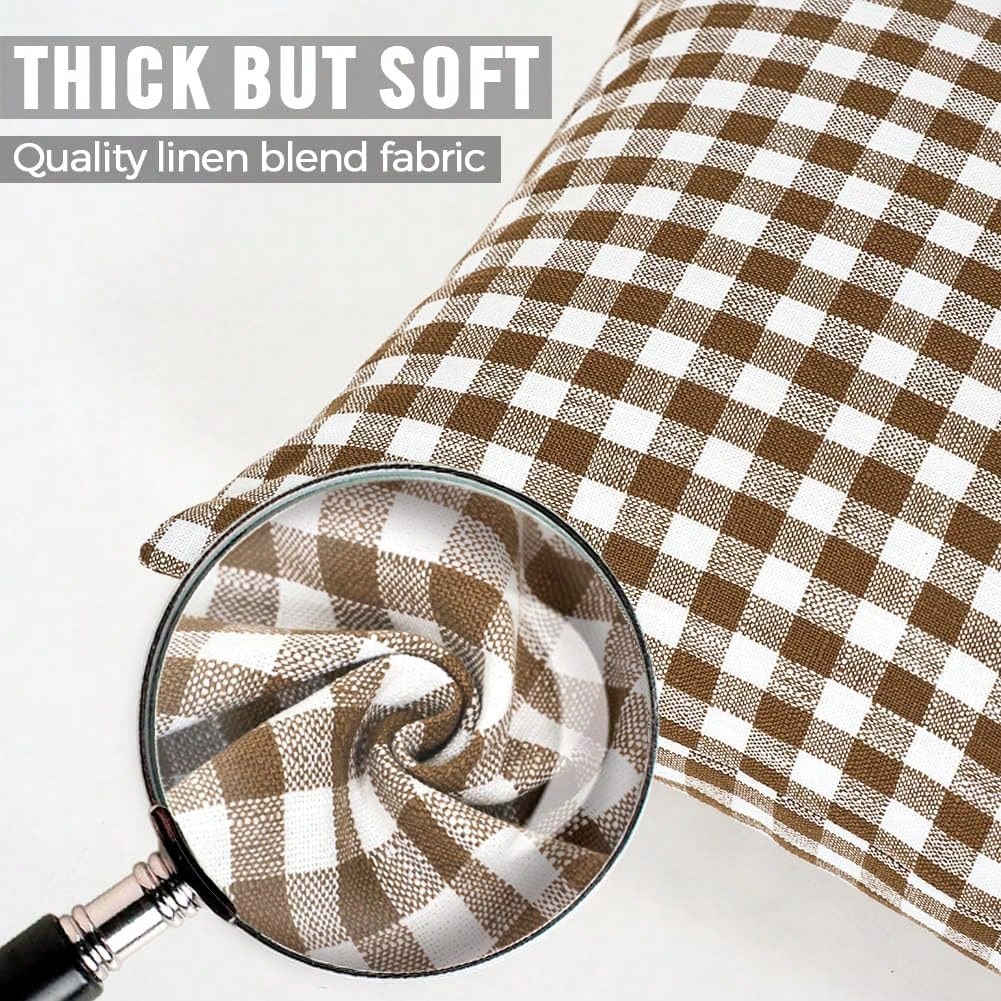 1 Pc Unfilled Luxury Plaid Throw Pillow Cover, Modern Farmhouse Decor Sofa Cushion Square Linen Pillowcase, Suitable For Sofa, Living Room, Bedroom, Farmhouse, Also As Gift