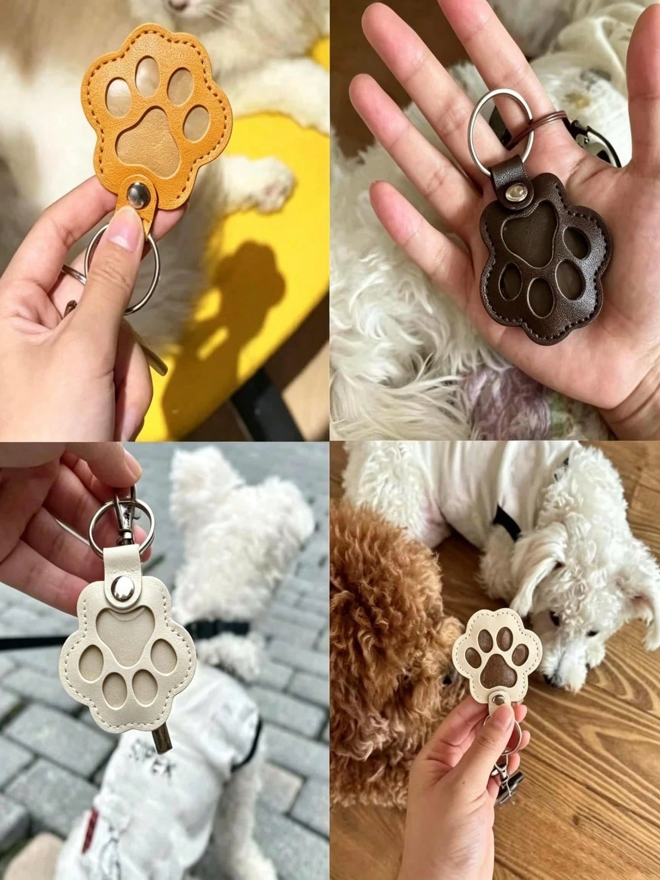 1 Pet Hair Memorial Keychain, PU Leather Paw Print Souvenir, Dog/Cat Hair Locket Keychain, Memorial Keychain