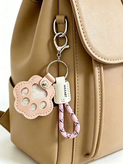 1 Pet Hair Memorial Keychain, PU Leather Paw Print Souvenir, Dog/Cat Hair Locket Keychain, Memorial Keychain