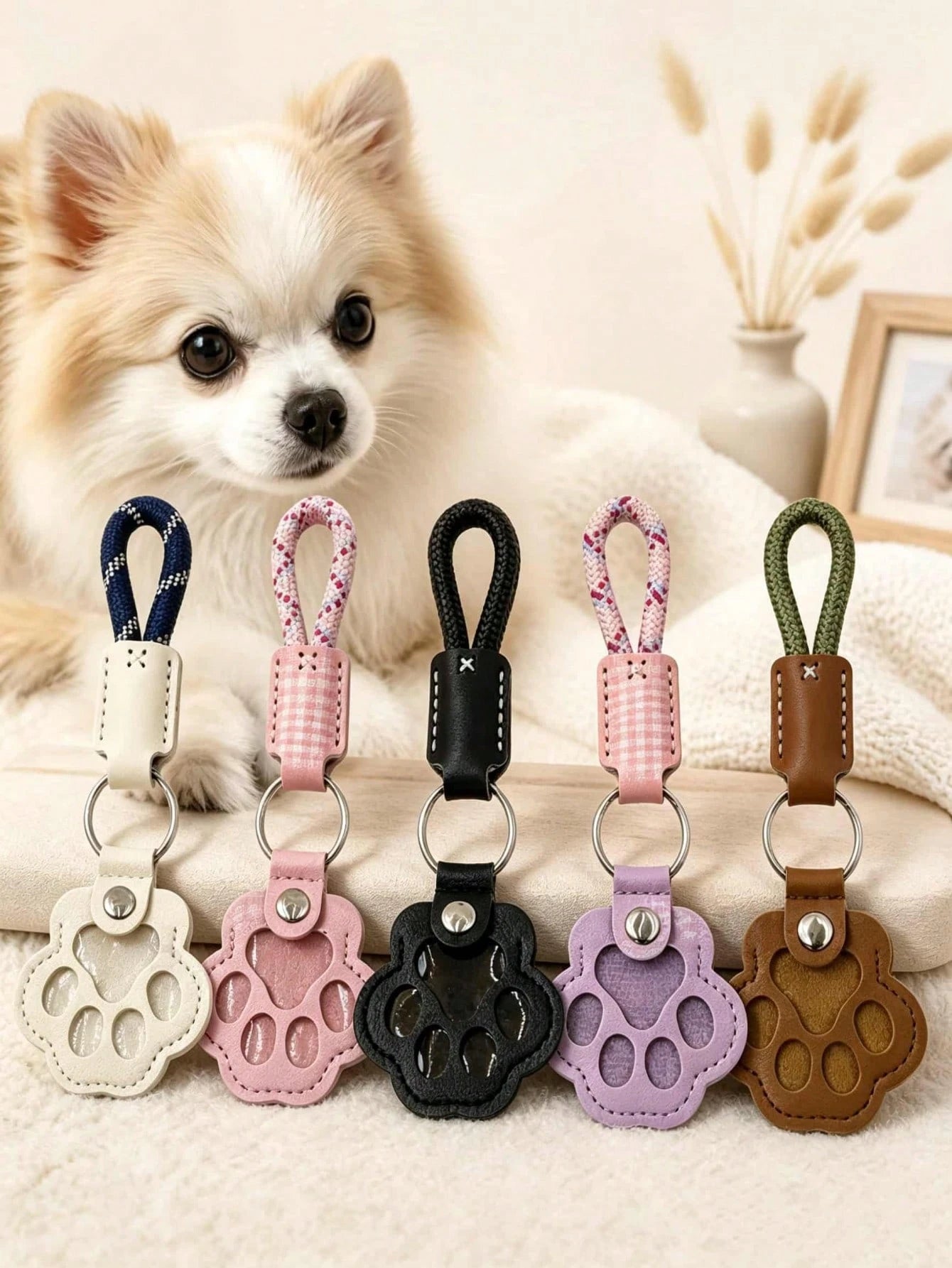 1 Pet Hair Memorial Keychain, PU Leather Paw Print Souvenir, Dog/Cat Hair Locket Keychain, Memorial Keychain