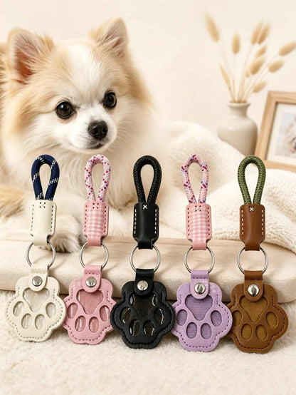 1 Pet Hair Memorial Keychain, PU Leather Paw Print Souvenir, Dog/Cat Hair Locket Keychain, Memorial Keychain