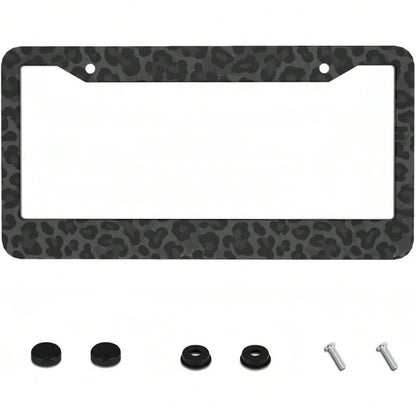 1 Piece, 2D Flat, Metal License Plate Frame| 12x6inch Aluminum, Black Leopard Print, Suitable For Sedans, SUVs, Pickups, And Commercial Vehicles, Includes Mounting Screws And Washers,Car Decaration,A