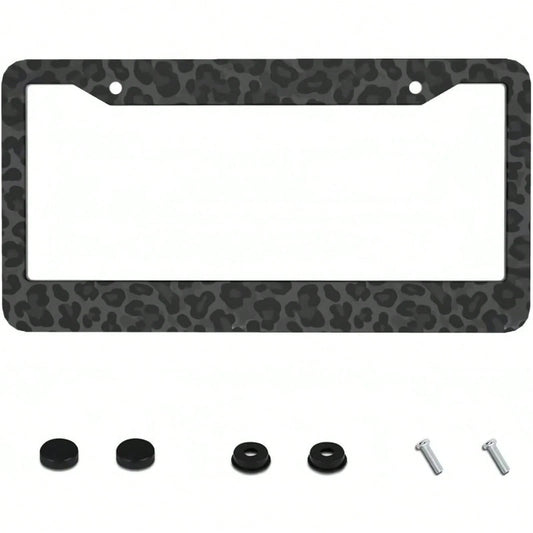 1 Piece, 2D Flat, Metal License Plate Frame| 12x6inch Aluminum, Black Leopard Print, Suitable For Sedans, SUVs, Pickups, And Commercial Vehicles, Includes Mounting Screws And Washers,Car Decaration,A
