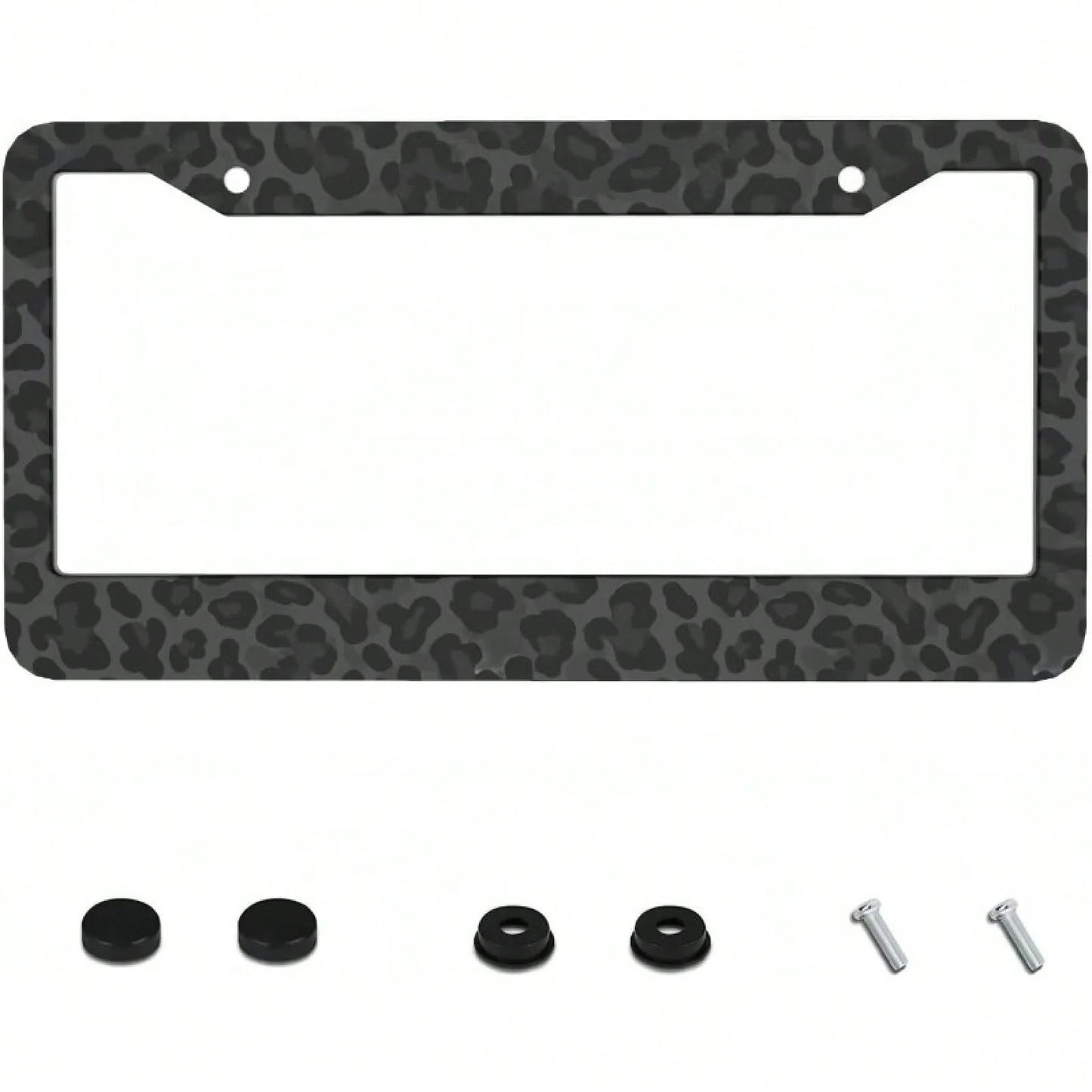 1 Piece, 2D Flat, Metal License Plate Frame| 12x6inch Aluminum, Black Leopard Print, Suitable For Sedans, SUVs, Pickups, And Commercial Vehicles, Includes Mounting Screws And Washers,Car Decaration,A