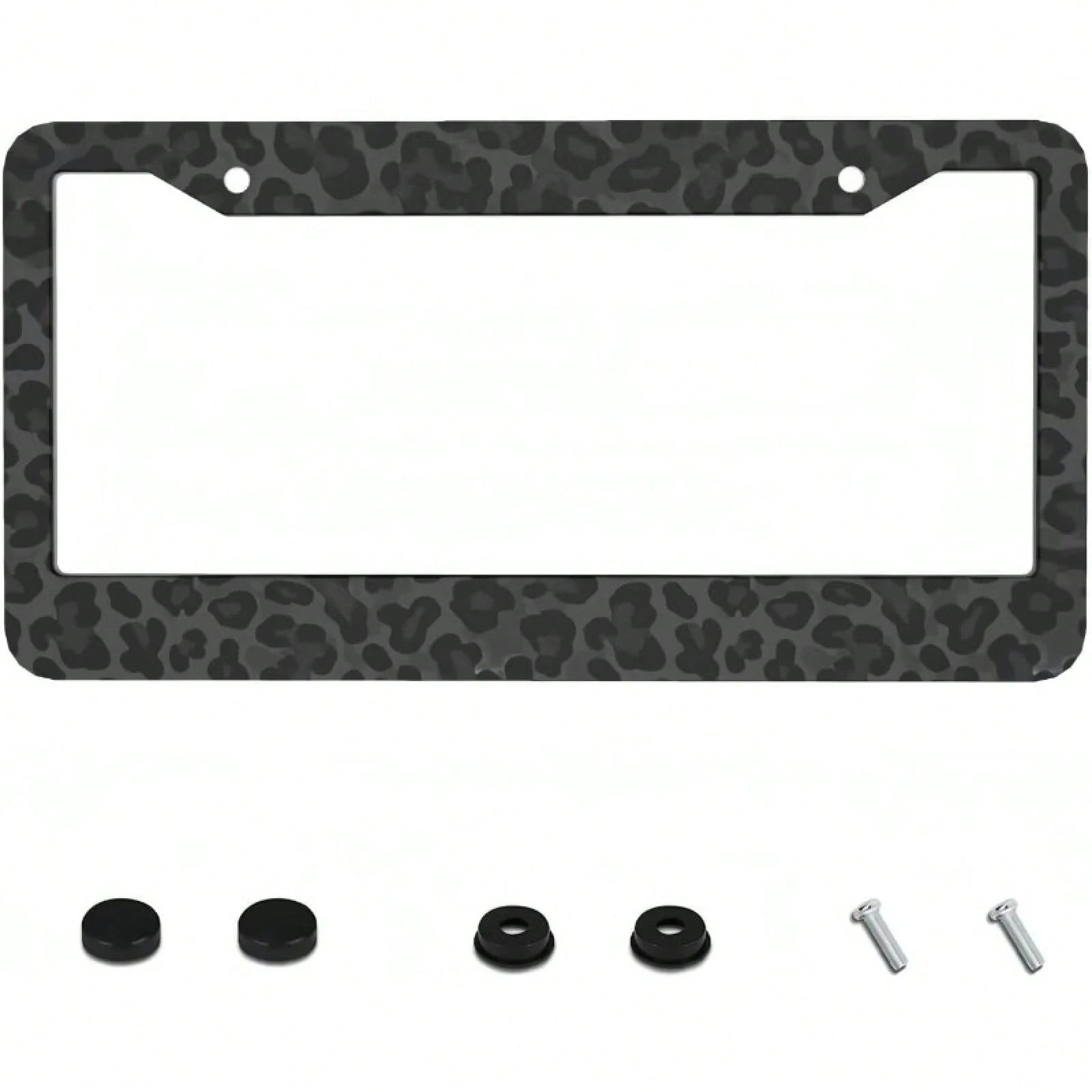 1 Piece, 2D Flat, Metal License Plate Frame| 12x6inch Aluminum, Black Leopard Print, Suitable For Sedans, SUVs, Pickups, And Commercial Vehicles, Includes Mounting Screws And Washers,Car Decaration,A
