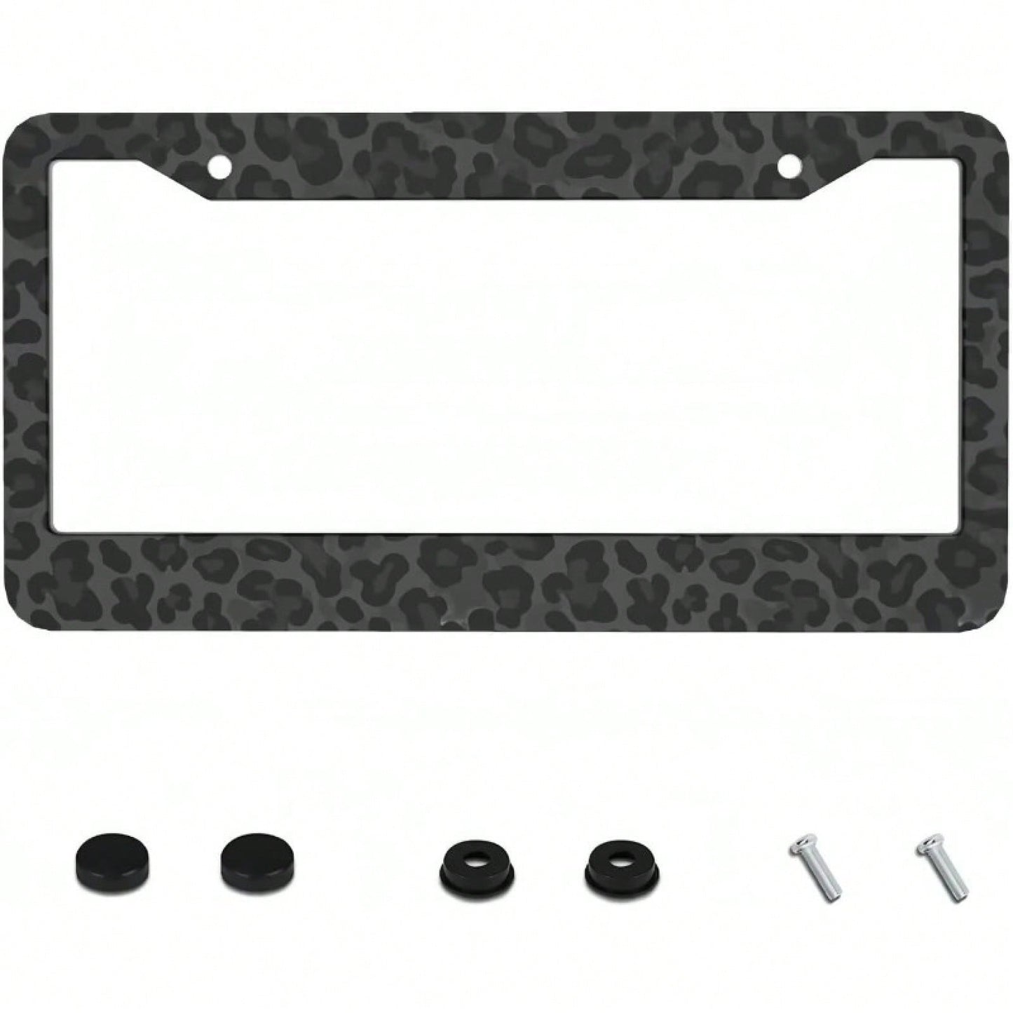 1 Piece, 2D Flat, Metal License Plate Frame| 12x6inch Aluminum, Black Leopard Print, Suitable For Sedans, SUVs, Pickups, And Commercial Vehicles, Includes Mounting Screws And Washers,Car Decaration,A