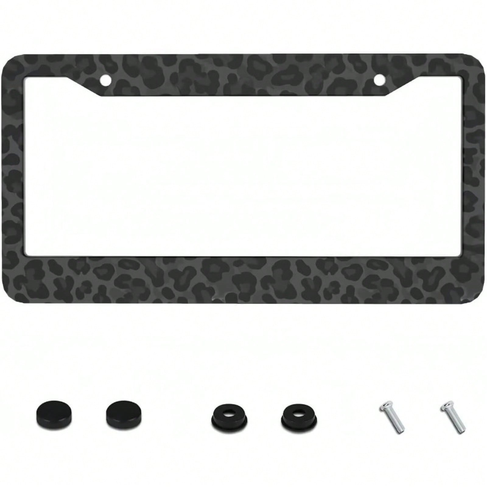 1 Piece, 2D Flat, Metal License Plate Frame| 12x6inch Aluminum, Black Leopard Print, Suitable For Sedans, SUVs, Pickups, And Commercial Vehicles, Includes Mounting Screws And Washers,Car Decaration,A