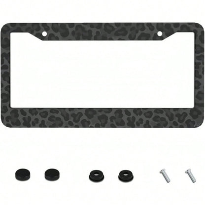 1 Piece, 2D Flat, Metal License Plate Frame| 12x6inch Aluminum, Black Leopard Print, Suitable For Sedans, SUVs, Pickups, And Commercial Vehicles, Includes Mounting Screws And Washers,Car Decaration,A