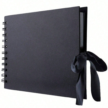 1 Piece 60 Pages (30 Sheets) Scrapbook Album, (Black, Small 8.3*5.7inch), Kraft Paper Scrapbook Album For Wedding Guest Book And Anniversary, Family DIY Scrapbook- For Craft Paper DIY, Christmas Gift