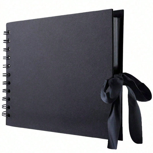 1 Piece 60 Pages (30 Sheets) Scrapbook Album, (Black, Small 8.3*5.7inch), Kraft Paper Scrapbook Album For Wedding Guest Book And Anniversary, Family DIY Scrapbook- For Craft Paper DIY, Christmas Gift