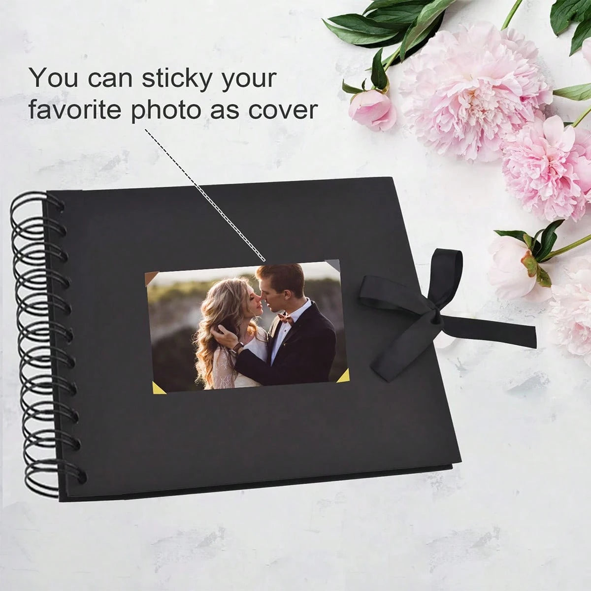 1 Piece 60 Pages (30 Sheets) Scrapbook Album, (Black, Small 8.3*5.7inch), Kraft Paper Scrapbook Album For Wedding Guest Book And Anniversary, Family DIY Scrapbook- For Craft Paper DIY, Christmas Gift