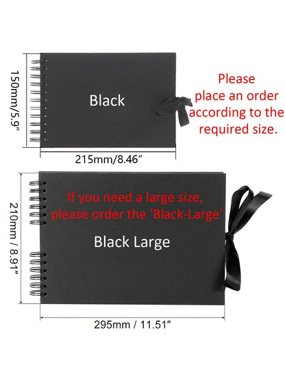 1 Piece 60 Pages (30 Sheets) Scrapbook Album, (Black, Small 8.3*5.7inch), Kraft Paper Scrapbook Album For Wedding Guest Book And Anniversary, Family DIY Scrapbook- For Craft Paper DIY, Christmas Gift
