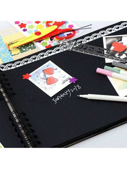 1 Piece 60 Pages (30 Sheets) Scrapbook Album, (Black, Small 8.3*5.7inch), Kraft Paper Scrapbook Album For Wedding Guest Book And Anniversary, Family DIY Scrapbook- For Craft Paper DIY, Christmas Gift
