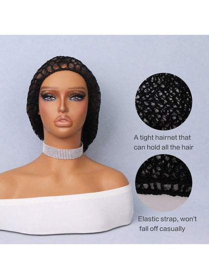 1 Piece Hair Net Snoods For Women Sleeping Mesh Soft Rayon Knit Crochet Hairnet Long Short Curls Hair Cover Accessory (Black) Gifts For Her/ Gifts For Him/Romantic Gift/Love Gift/Couple Gift/Valentin