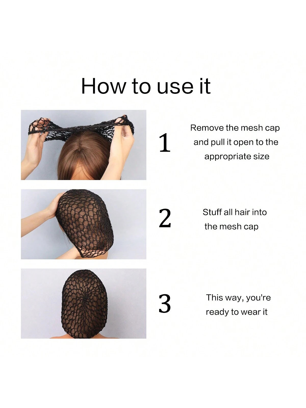 1 Piece Hair Net Snoods For Women Sleeping Mesh Soft Rayon Knit Crochet Hairnet Long Short Curls Hair Cover Accessory (Black) Gifts For Her/ Gifts For Him/Romantic Gift/Love Gift/Couple Gift/Valentin