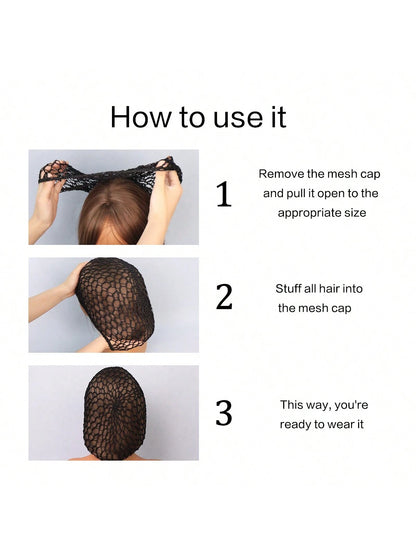 1 Piece Hair Net Snoods For Women Sleeping Mesh Soft Rayon Knit Crochet Hairnet Long Short Curls Hair Cover Accessory (Black) Gifts For Her/ Gifts For Him/Romantic Gift/Love Gift/Couple Gift/Valentin