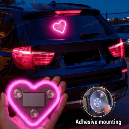 1 Piece Universal Car Solar Heart-Shaped Light, Car Window LED Heart-Shaped Ambient Light, Car Exterior Interior, USB Interface, Valentine's Day Ambient Light