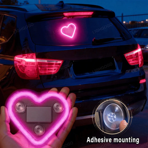 1 Piece Universal Car Solar Heart-Shaped Light, Car Window LED Heart-Shaped Ambient Light, Car Exterior Interior, USB Interface, Valentine's Day Ambient Light