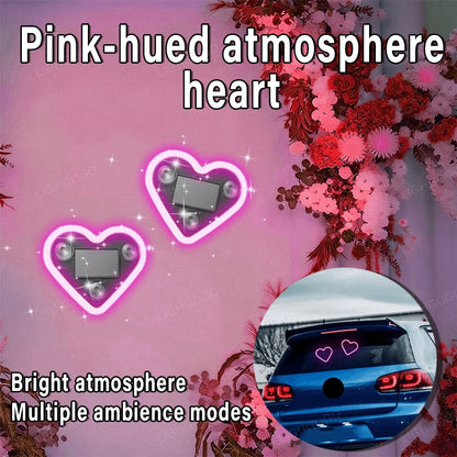 1 Piece Universal Car Solar Heart-Shaped Light, Car Window LED Heart-Shaped Ambient Light, Car Exterior Interior, USB Interface, Valentine's Day Ambient Light