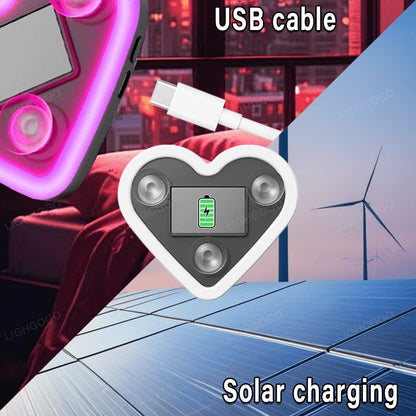 1 Piece Universal Car Solar Heart-Shaped Light, Car Window LED Heart-Shaped Ambient Light, Car Exterior Interior, USB Interface, Valentine's Day Ambient Light