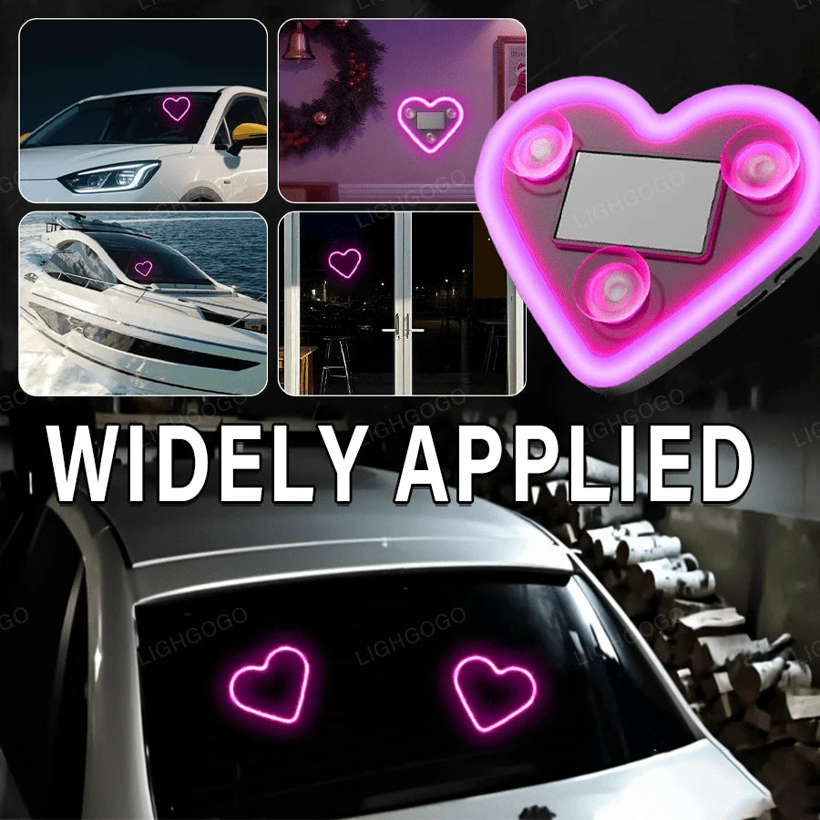 1 Piece Universal Car Solar Heart-Shaped Light, Car Window LED Heart-Shaped Ambient Light, Car Exterior Interior, USB Interface, Valentine's Day Ambient Light