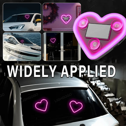 1 Piece Universal Car Solar Heart-Shaped Light, Car Window LED Heart-Shaped Ambient Light, Car Exterior Interior, USB Interface, Valentine's Day Ambient Light
