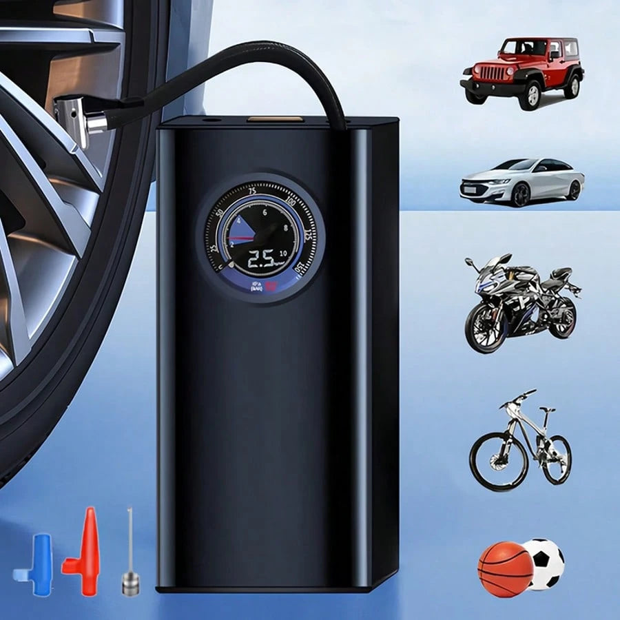1 Portable Tire Air Pump, Wireless Fast Air Pump, With Multi-Functional Nozzle Adapter And Long-Lasting Lithium Battery, Suitable For Car, Motorcycle, Bicycle Tires And Ball Games, Auto Parts As A Bac