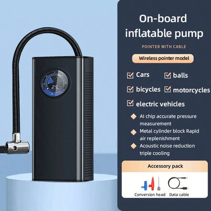 1 Portable Tire Air Pump, Wireless Fast Air Pump, With Multi-Functional Nozzle Adapter And Long-Lasting Lithium Battery, Suitable For Car, Motorcycle, Bicycle Tires And Ball Games, Auto Parts As A Bac