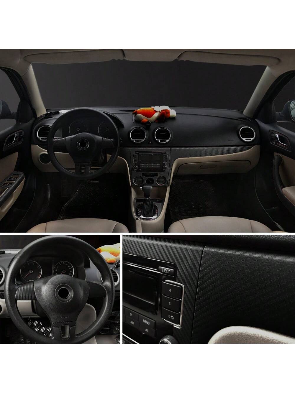 1 Roll 3d Carbon Fiber Vinyl Wrap (no Air Release), Black