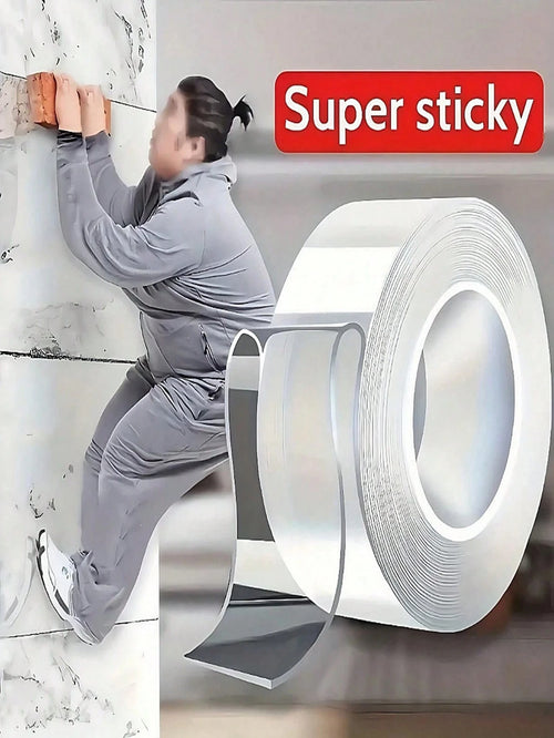 1 Roll Of Transparent Double-Sided Tape Reusable Strong Sticky Multi-Purpose Waterproof Transparent Double-Sided Tape- Suitable For Home, Kitchen, Office And Car Super Strong Double-Sided Tape Super