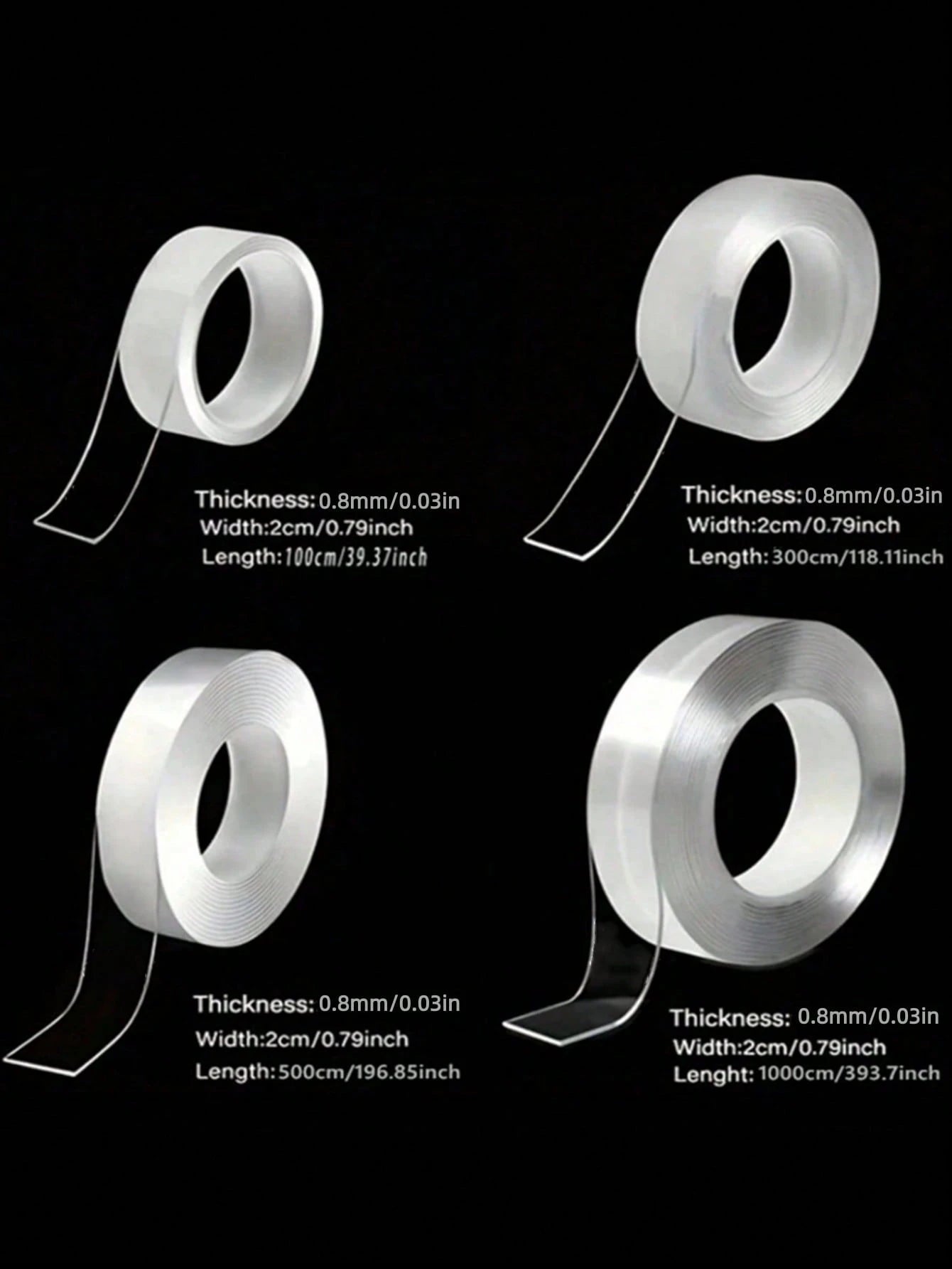 1 Roll Of Transparent Double-Sided Tape Reusable Strong Sticky Multi-Purpose Waterproof Transparent Double-Sided Tape- Suitable For Home, Kitchen, Office And Car Super Strong Double-Sided Tape Super